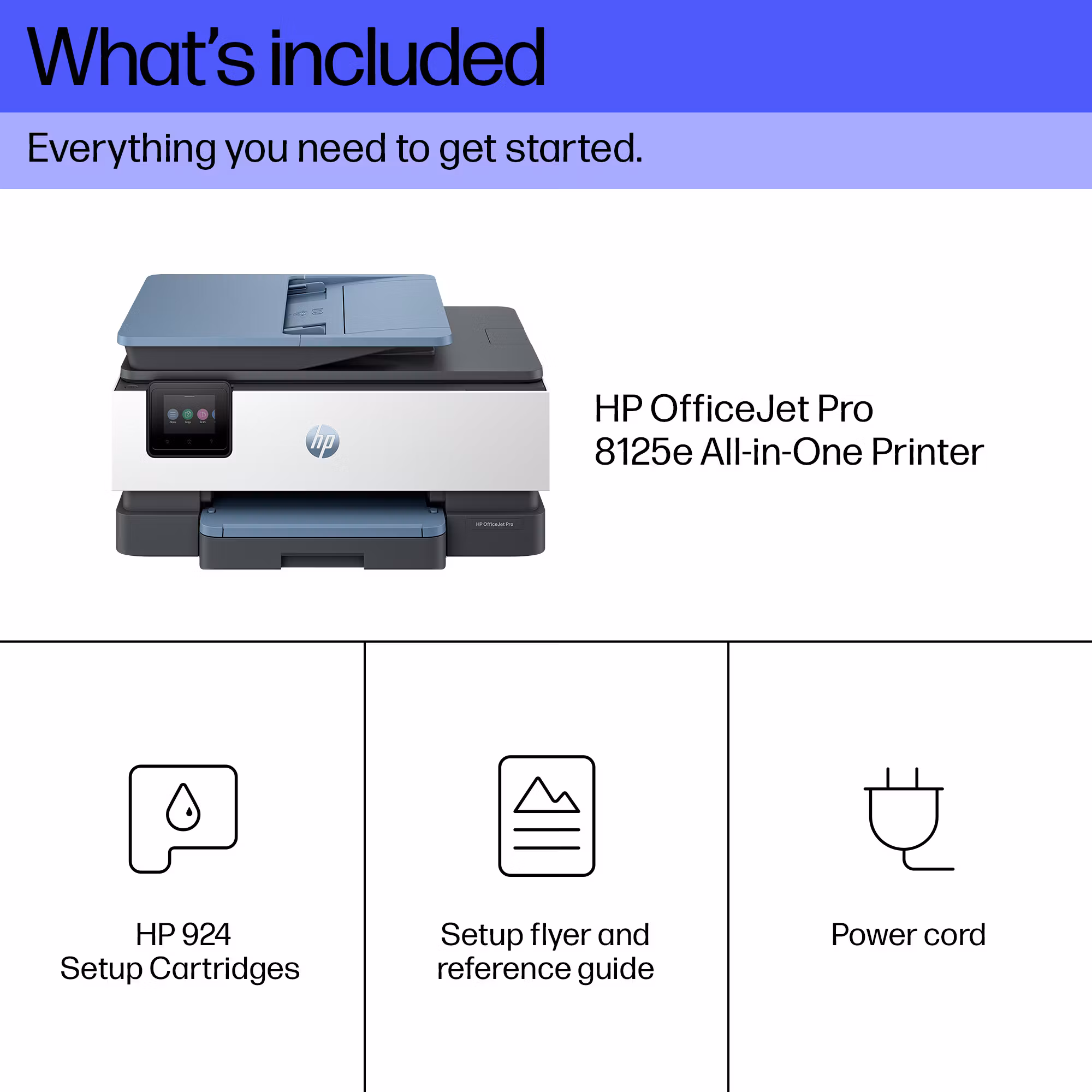 HP OfficeJet Pro 8125e trådlös multifunktionsskrivare i färg, Instant Ink, dubbelsidig utskrift