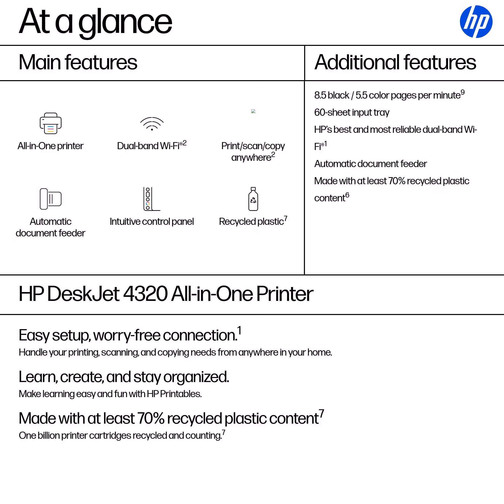 HP DeskJet 4320 trådlös allt-i-ett färgskrivare
