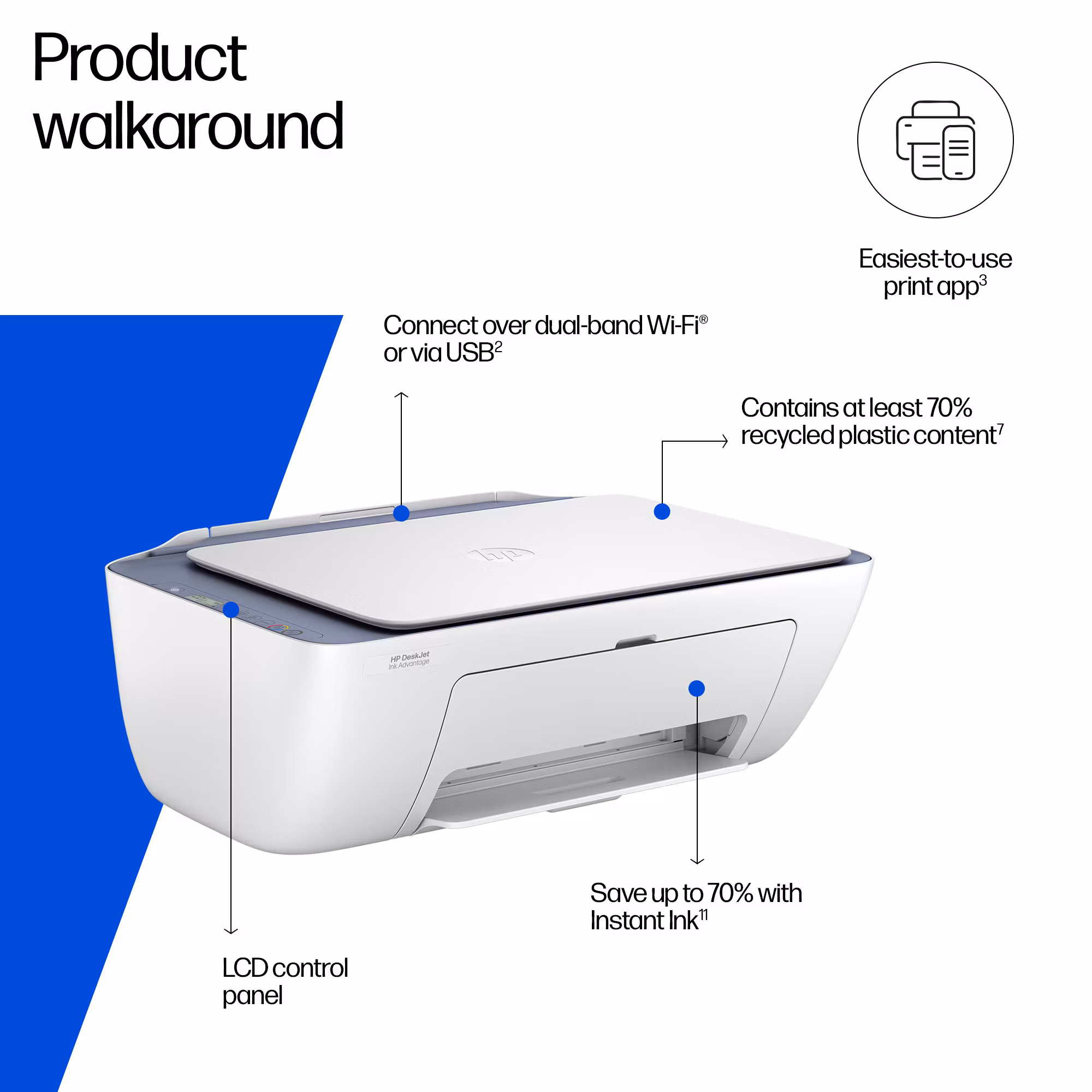HP DeskJet 2922 trådlös multifunktionsskrivare i färg