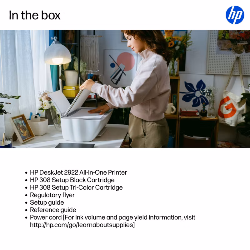 HP DeskJet 2922 trådlös multifunktionsskrivare i färg