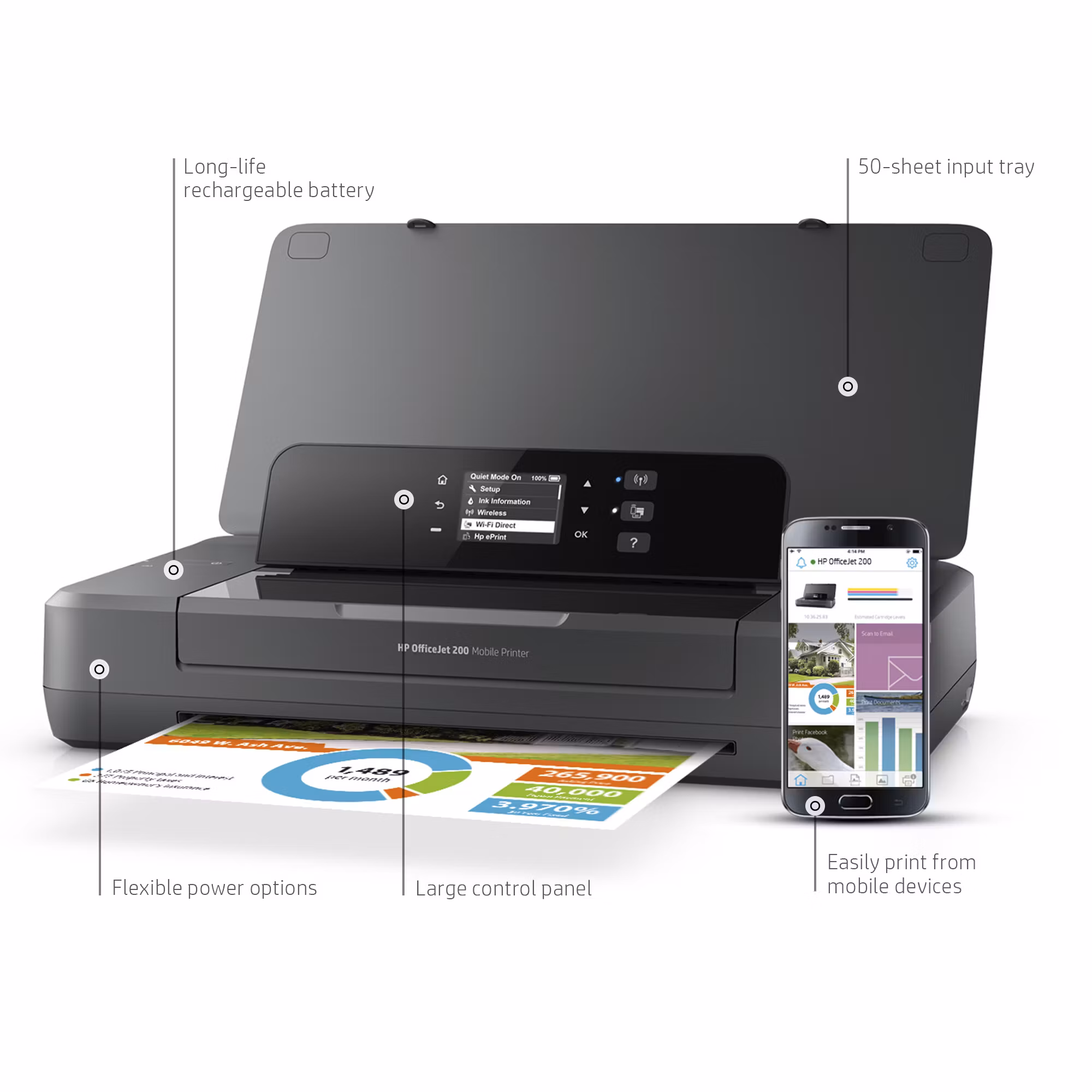 HP Officejet 200 Mobil trådlös färgskrivare