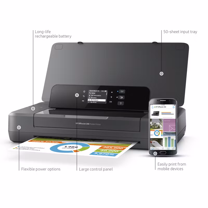 HP Officejet 200 Mobil trådlös färgskrivare