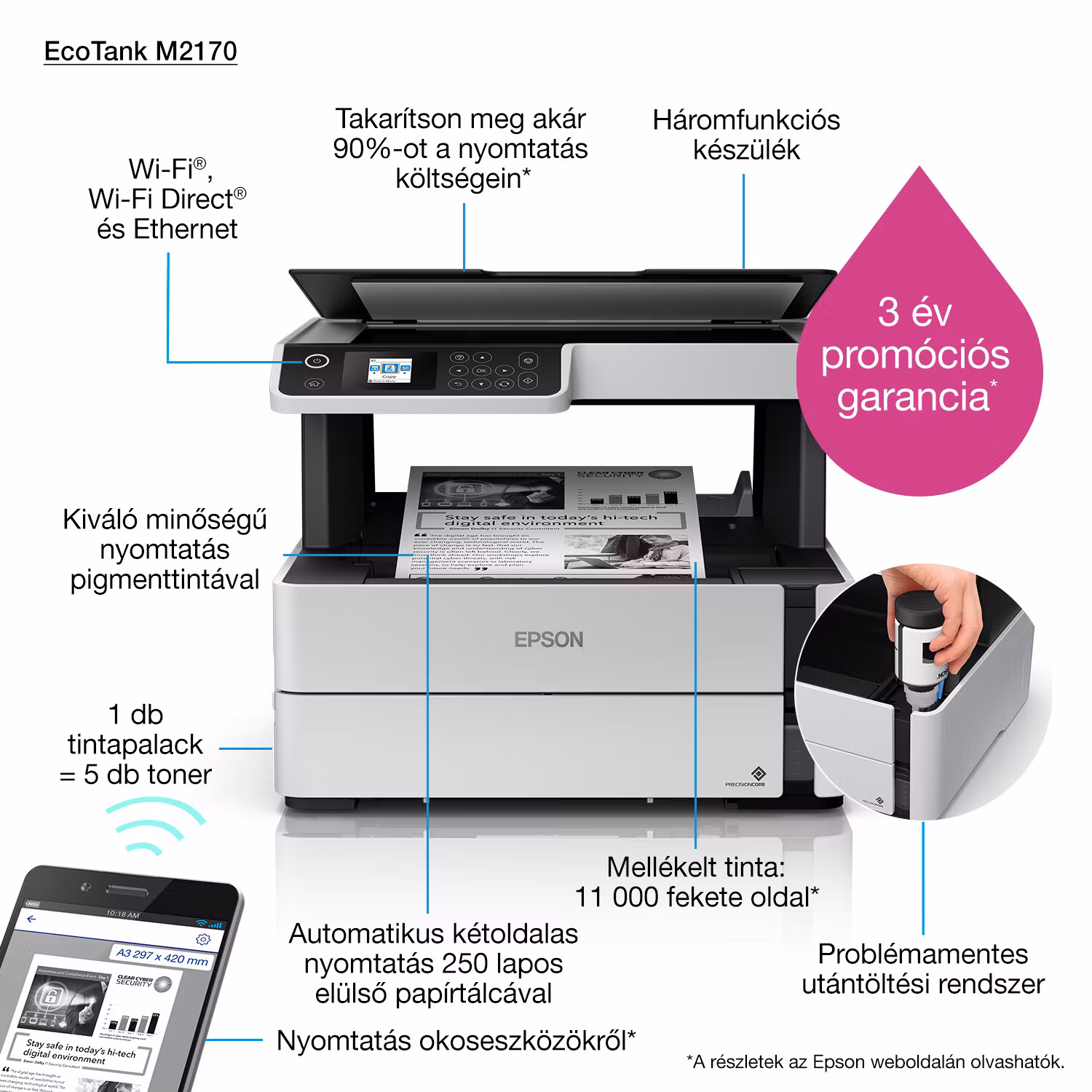 Epson EcoTank ET-M2170 Inkjet A4 1200 x 2400 DPI 39 ppm Wi-Fi