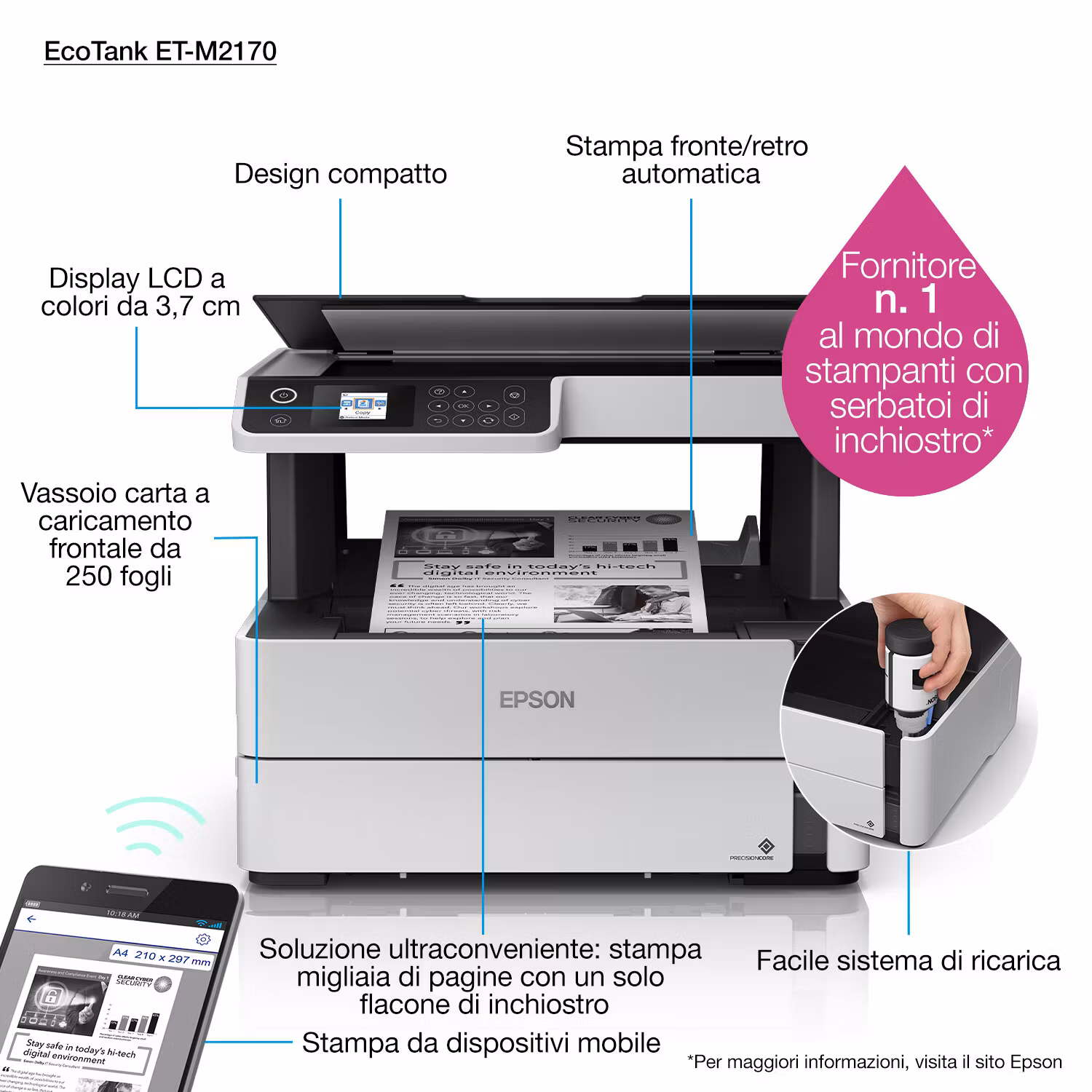 Epson EcoTank M2170 Inkjet A4 1200 x 2400 DPI 39 ppm Wi-Fi