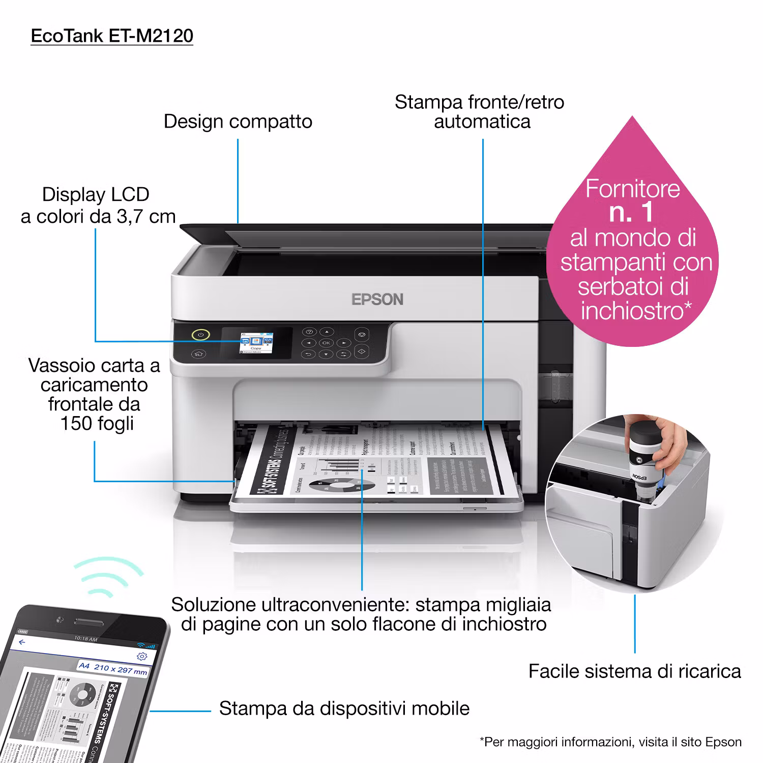 Epson EcoTank ET-M2120 Inkjet A4 1440 x 720 DPI 32 ppm Wi-Fi