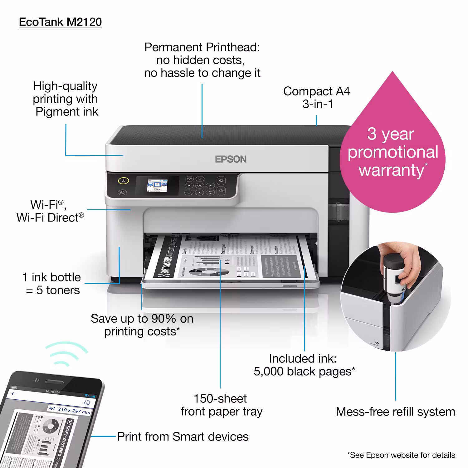 Epson EcoTank M2120 Inkjet A4 1440 x 720 DPI 32 ppm Wi-Fi