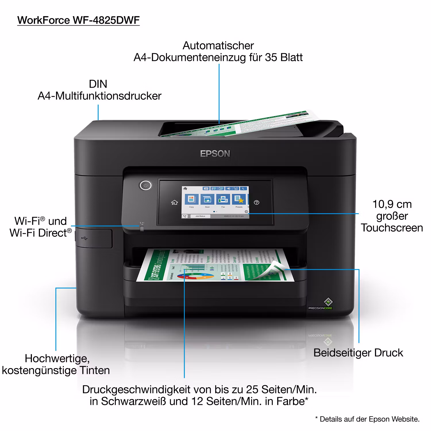Epson WorkForce Pro WF-4825DWF Inkjet A4 4800 x 2400 DPI 25 ppm Wi-Fi
