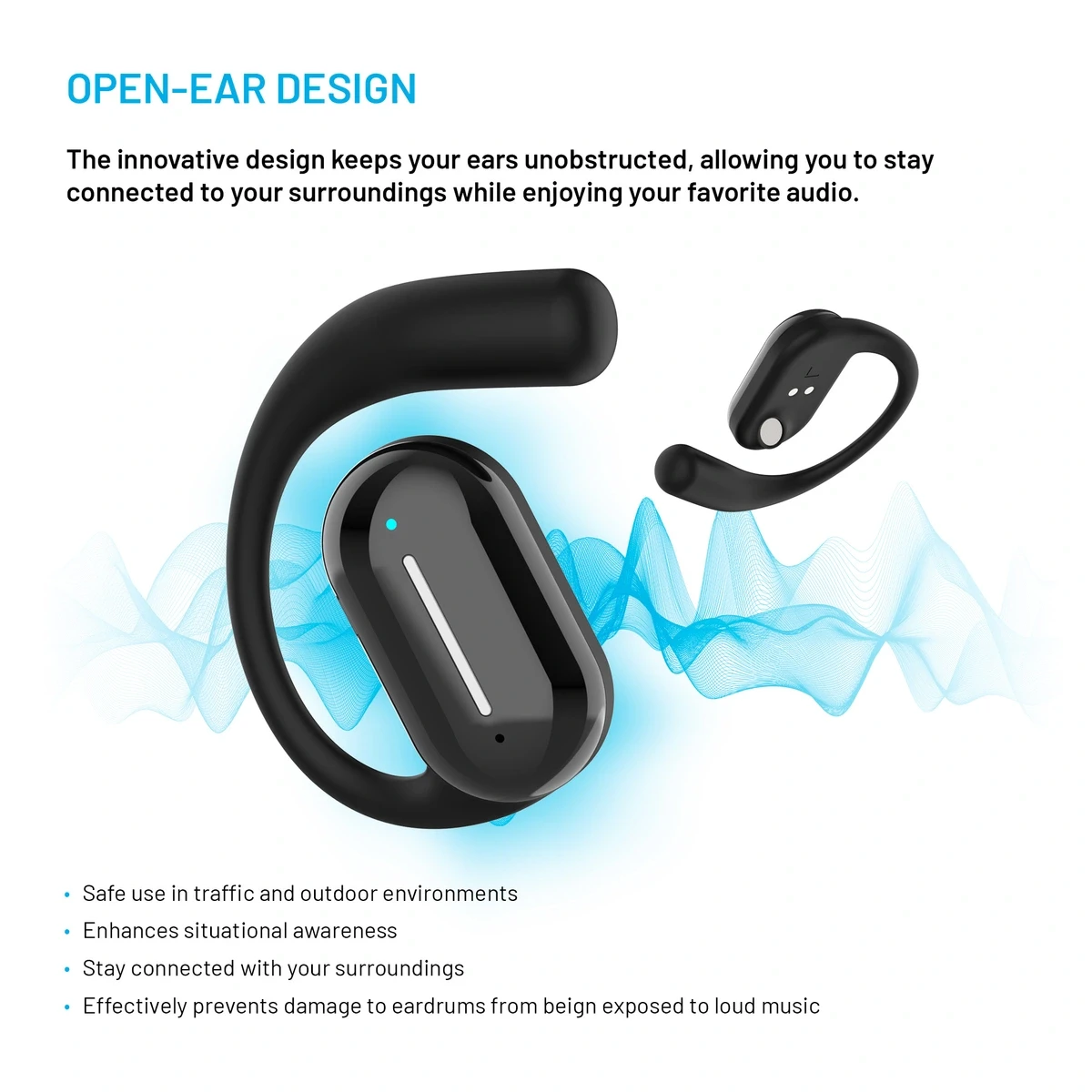 FIXED Nods trådlöst headset IPX5 BT5.3 Svart