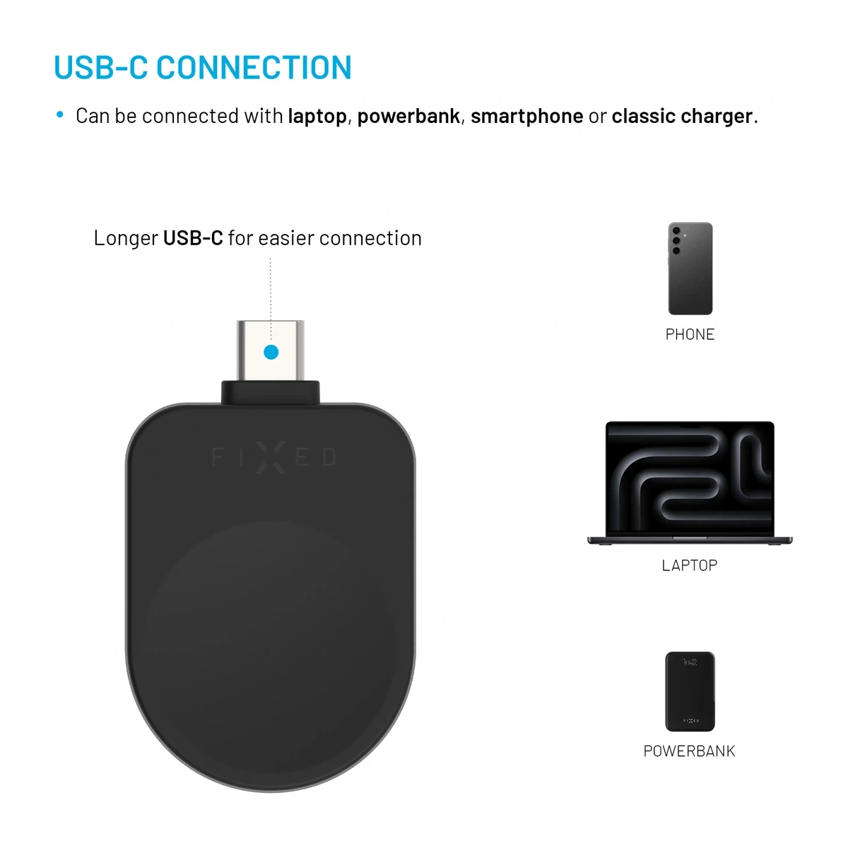 FIXED Trådlös USB-C laddare för Samsung Watch Svart