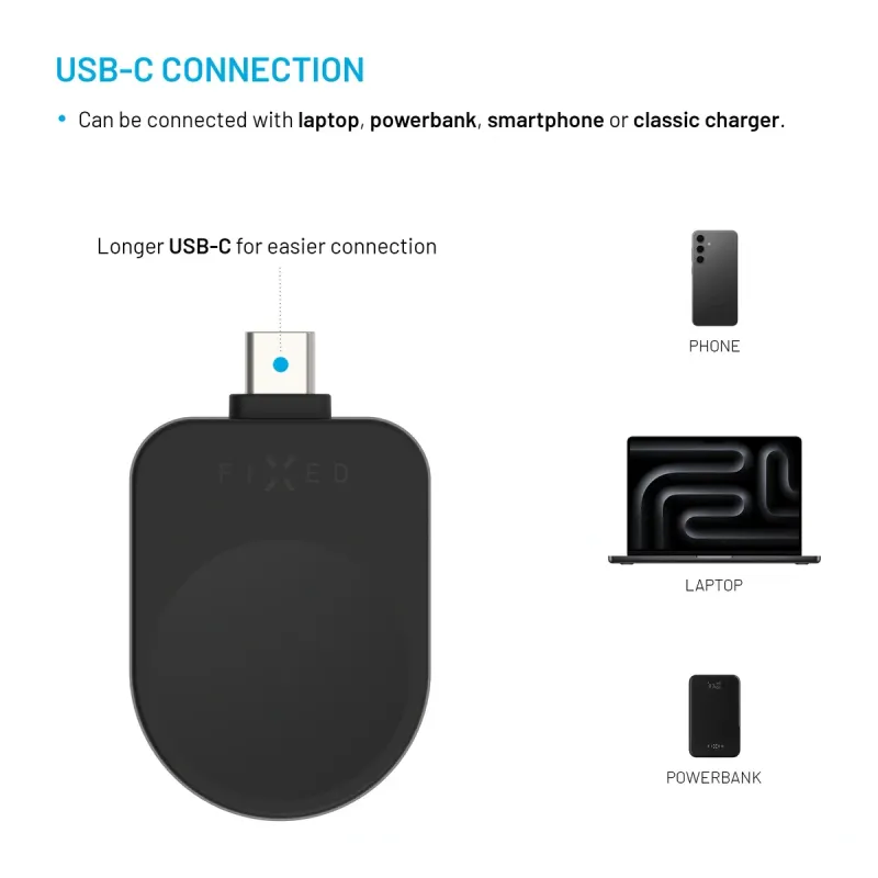 FIXED Trådlös USB-C laddare för Samsung Watch Svart