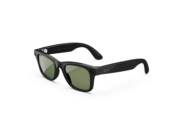 Ray-Ban Meta Wayfarer Smarta Solglasögon Shiny Black Med G15 Gröna Linser