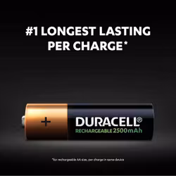 Duracell 2500 mAh NiMH Uppladdningsbara AA-batterier 4-pack