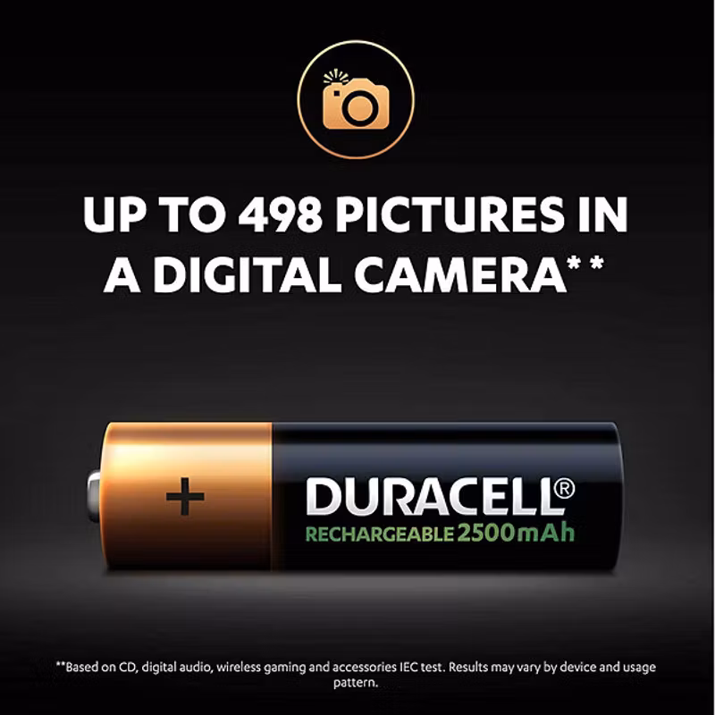 Duracell 2500 mAh NiMH Uppladdningsbara AA-batterier 4-pack