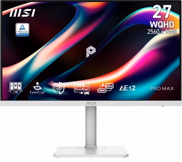 MSI PRO MAX 271QPHW E14 27" IPS 2560 x 1440 HDMI DisplayPort 144 Hz Monitor