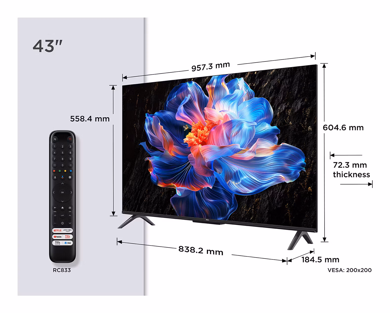 TCL P6K 43P6K TV 109,2 cm (43") 4K Ultra HD Smart TV Wi-Fi Metallic