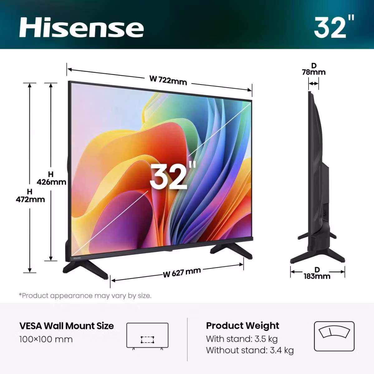 Hisense 32A49S 32" HD Wi-Fi svart