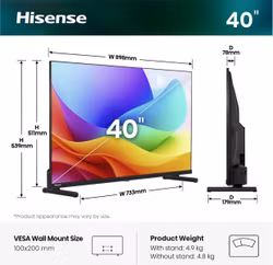 Hisense 40A59S 101,6 cm (40") Full HD Smart TV Wi-Fi svart