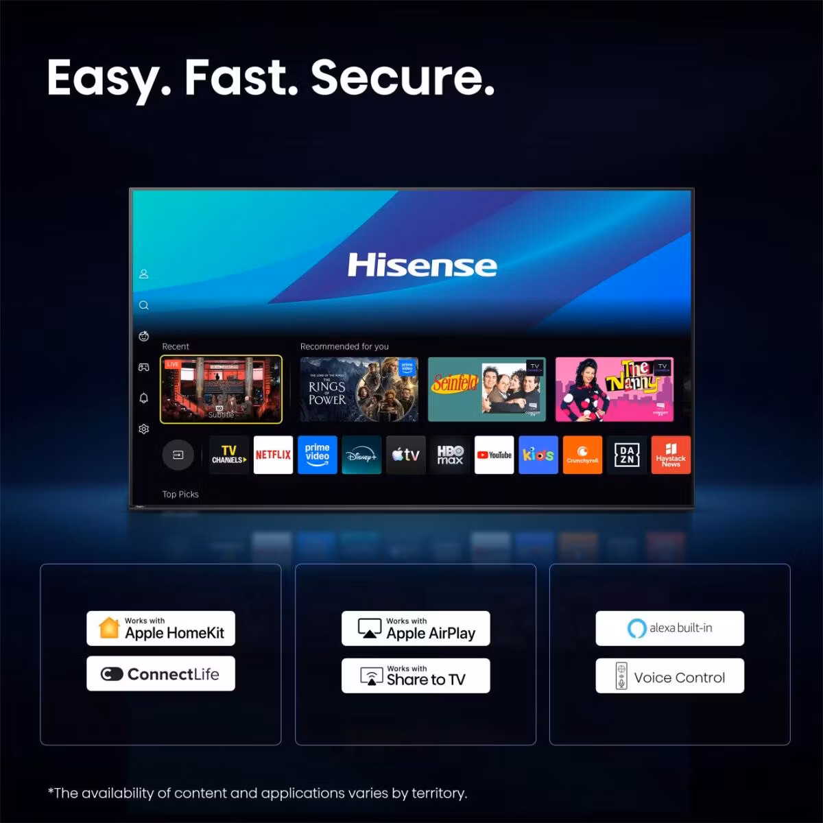Hisense 43E7S 109,2 cm (43") 4K Ultra HD Smart TV Wi-Fi Svart 300 cd/m²