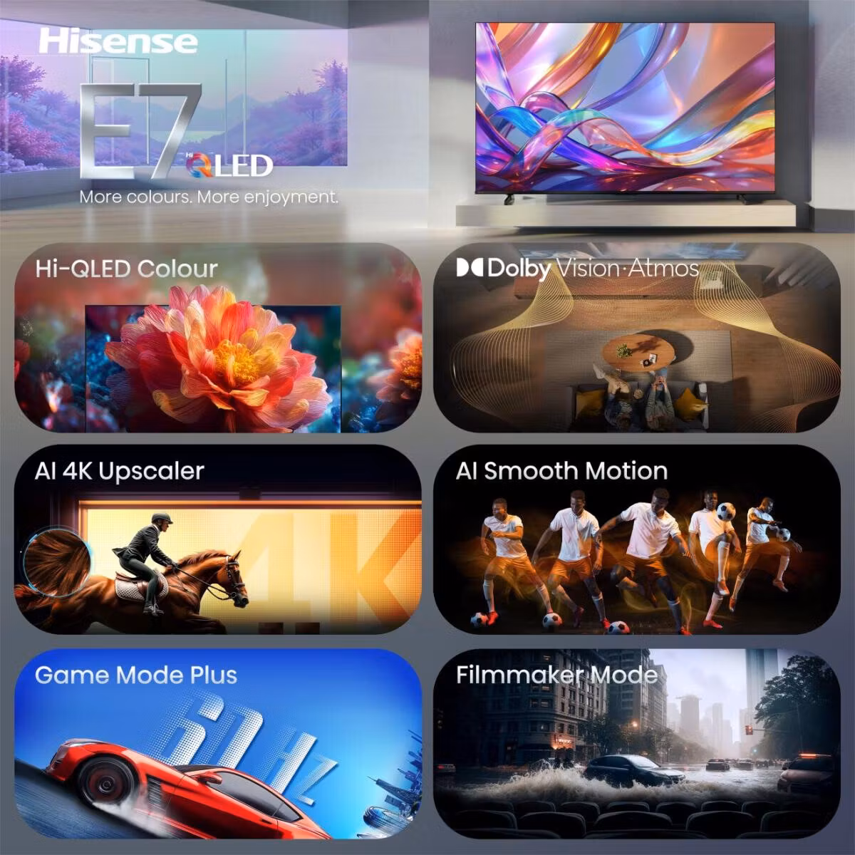 Hisense 50E7S 127 cm (50") 4K Ultra HD Smart TV Wi-Fi Black 300 cd/m²