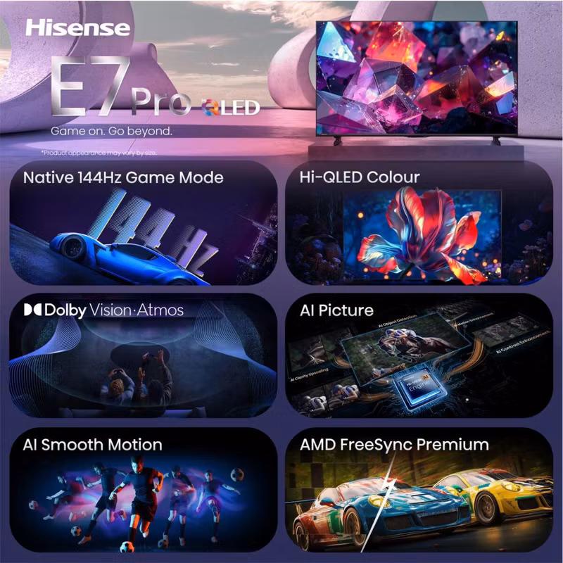 Hisense 43E7S PRO 109,2 cm (43") UHD+ Smart TV Wi-Fi Svart 300 cd/m²
