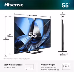 Hisense 55U7SE 139,7 cm (55") 4K Ultra HD smart TV Wi-Fi svart