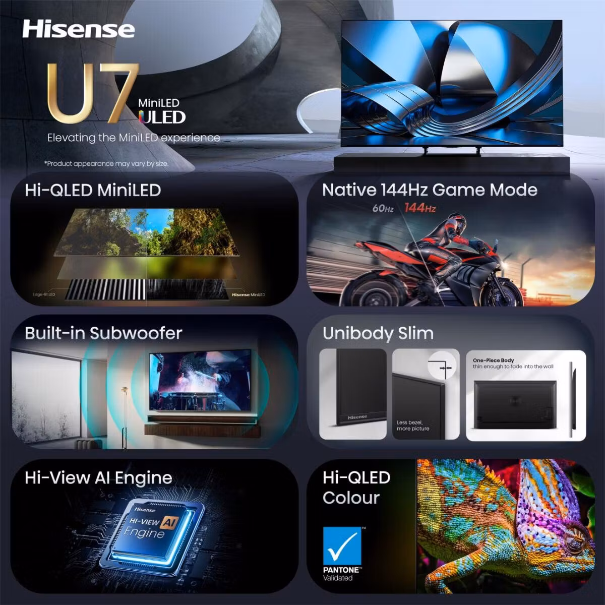 Hisense 55U7SE 139,7 cm (55") 4K Ultra HD smart TV Wi-Fi svart