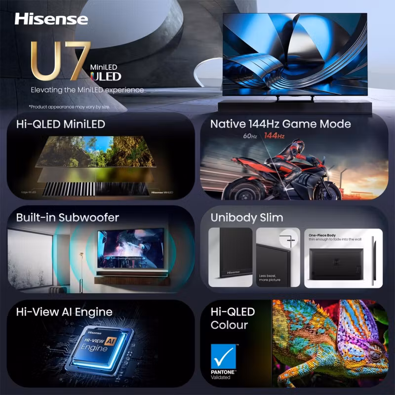 Hisense 55U7SE 139,7 cm (55") 4K Ultra HD smart TV Wi-Fi svart