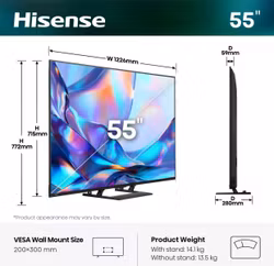 Hisense 55A7DS 139,7 cm (55") 4K Ultra HD smart TV Wi-Fi svart