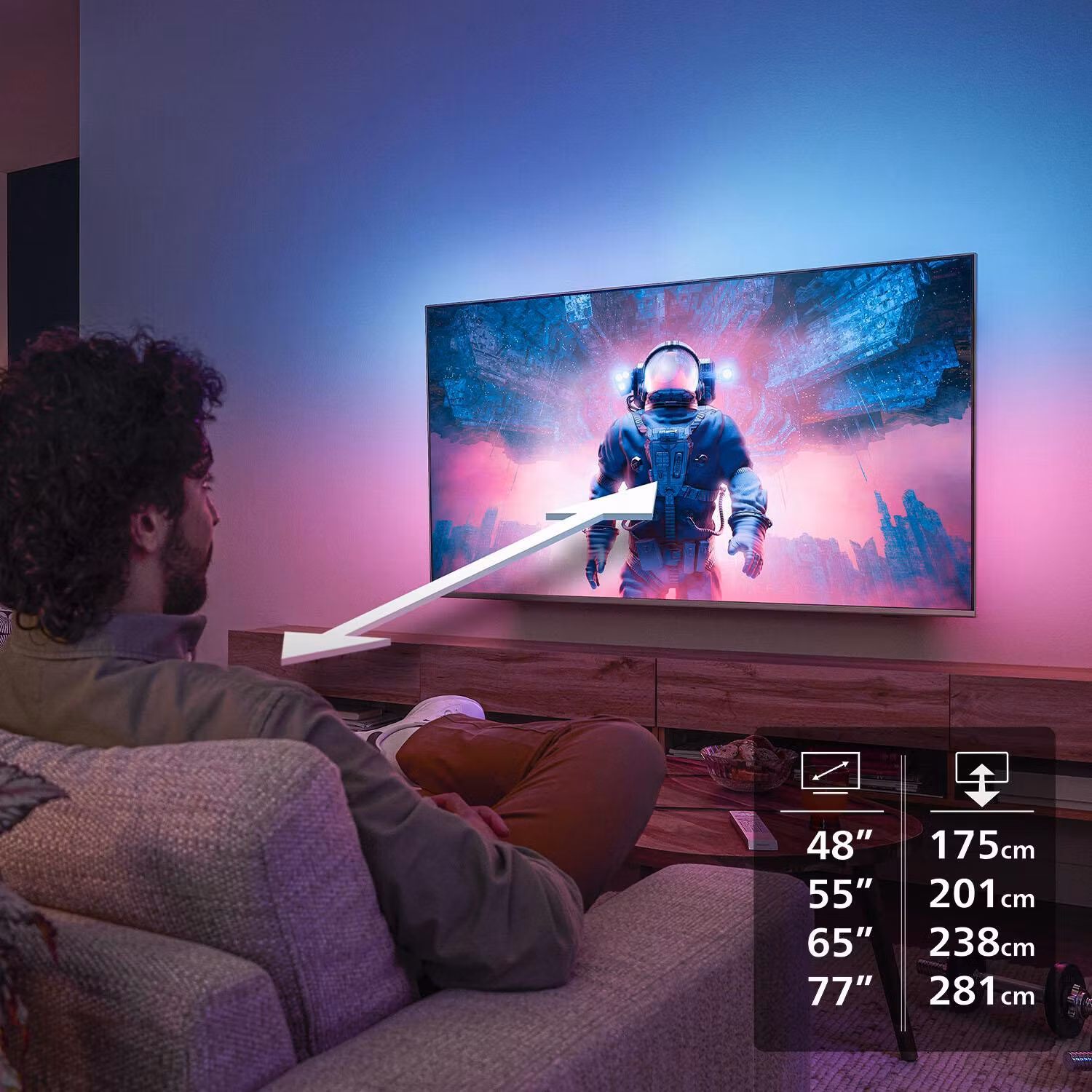 Philips Ambilight 48OLED760/12 TV 121,9 cm (48") 4K Ultra HD Smart TV Wi-Fi Grå