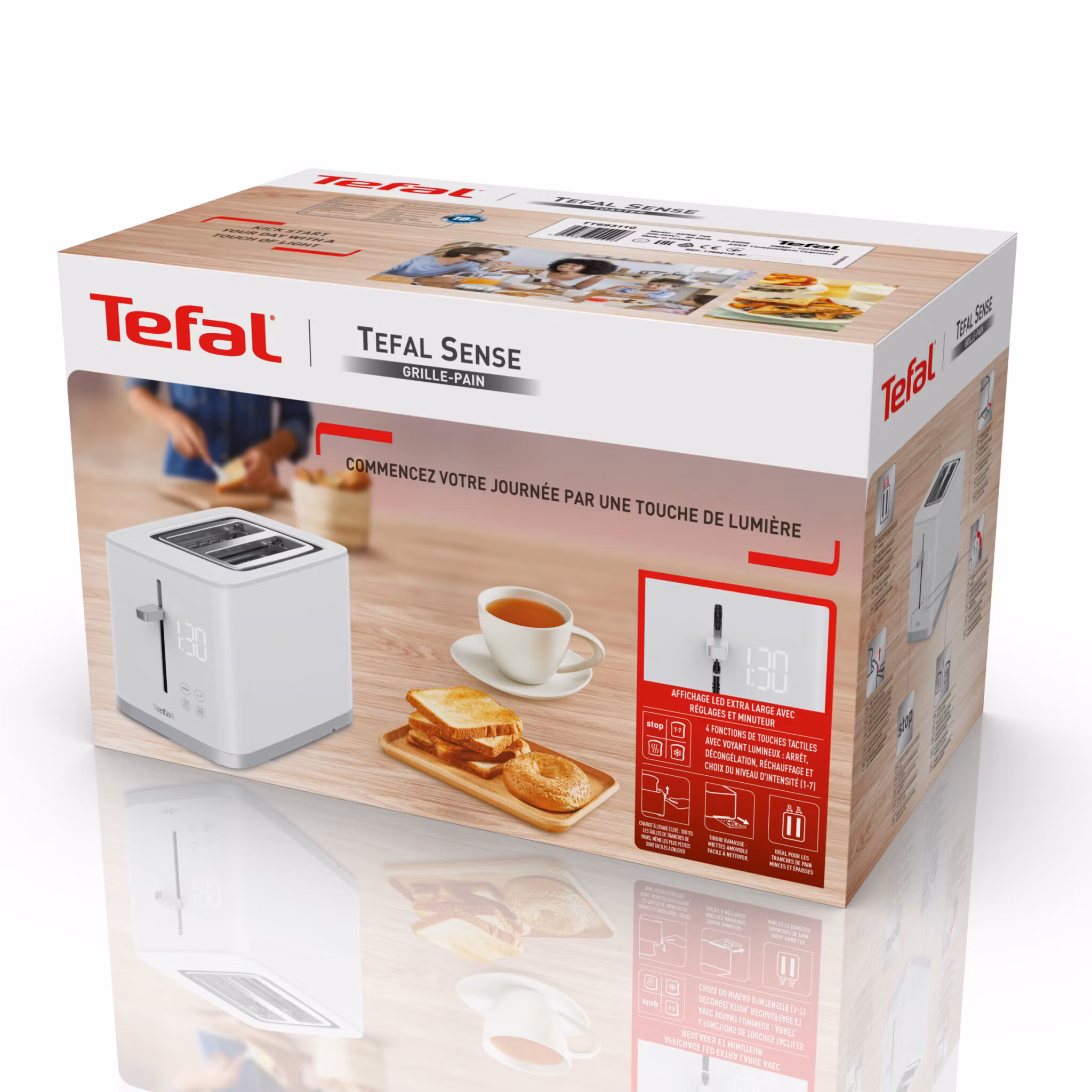 Tefal Sense TT6931 brödrost, 2 skivor, 850 W, vit