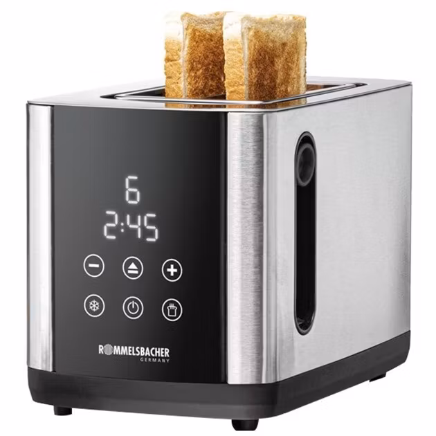 Rommelsbacher brödrost Sunny TO 850 (rostfritt stål/svart, 800 watts, för 2 skivor toast)