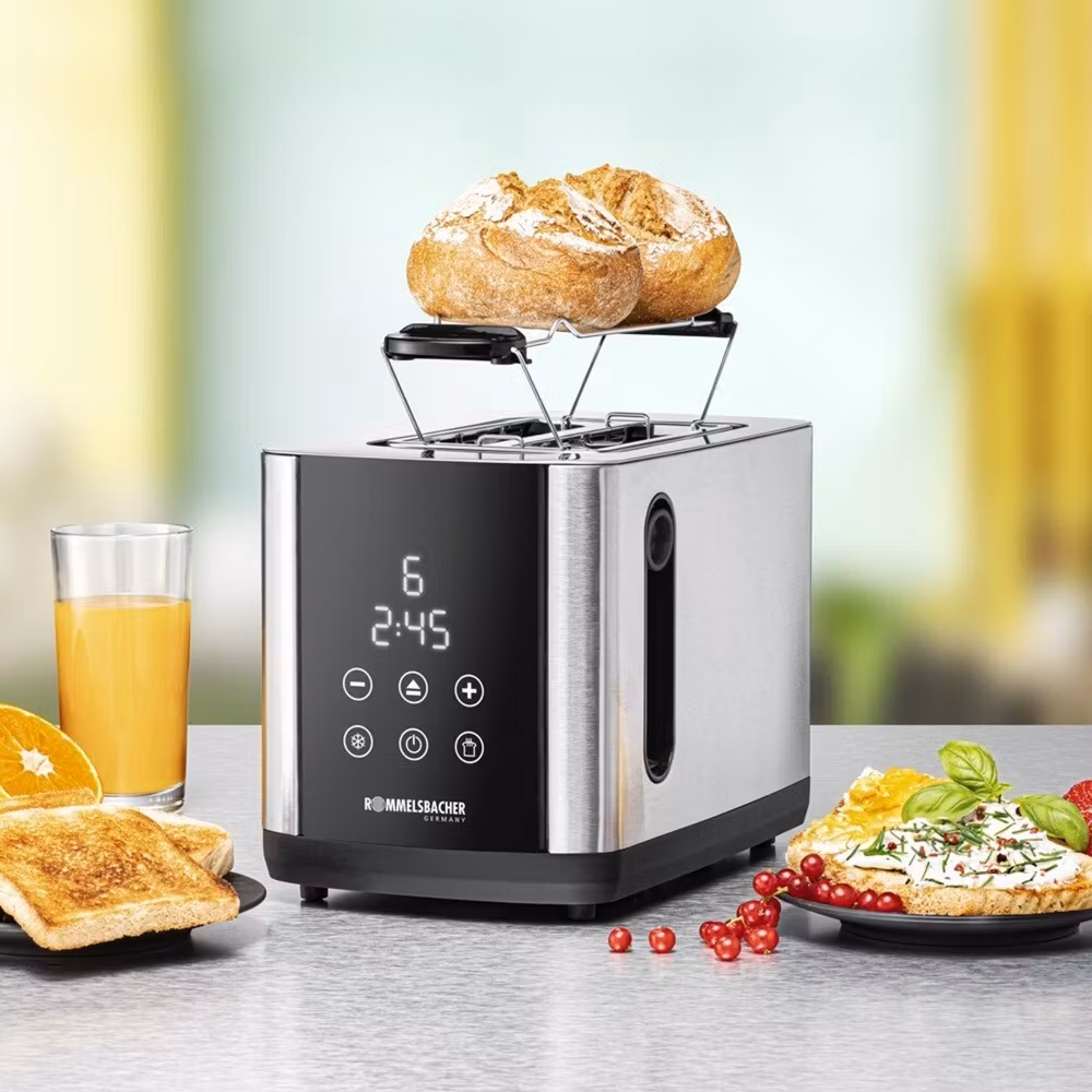 Rommelsbacher brödrost Sunny TO 850 (rostfritt stål/svart, 800 watts, för 2 skivor toast)