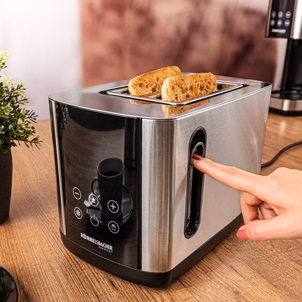 Rommelsbacher brödrost Sunny TO 850 (rostfritt stål/svart, 800 watts, för 2 skivor toast)