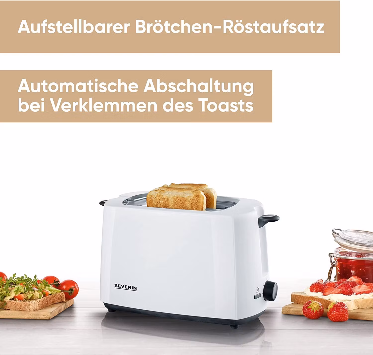 Severin automatisk brödrost AT 2286 (vit/svart, 700 watt)