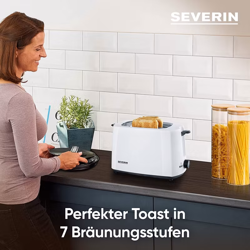 Severin automatisk brödrost AT 2286 (vit/svart, 700 watt)