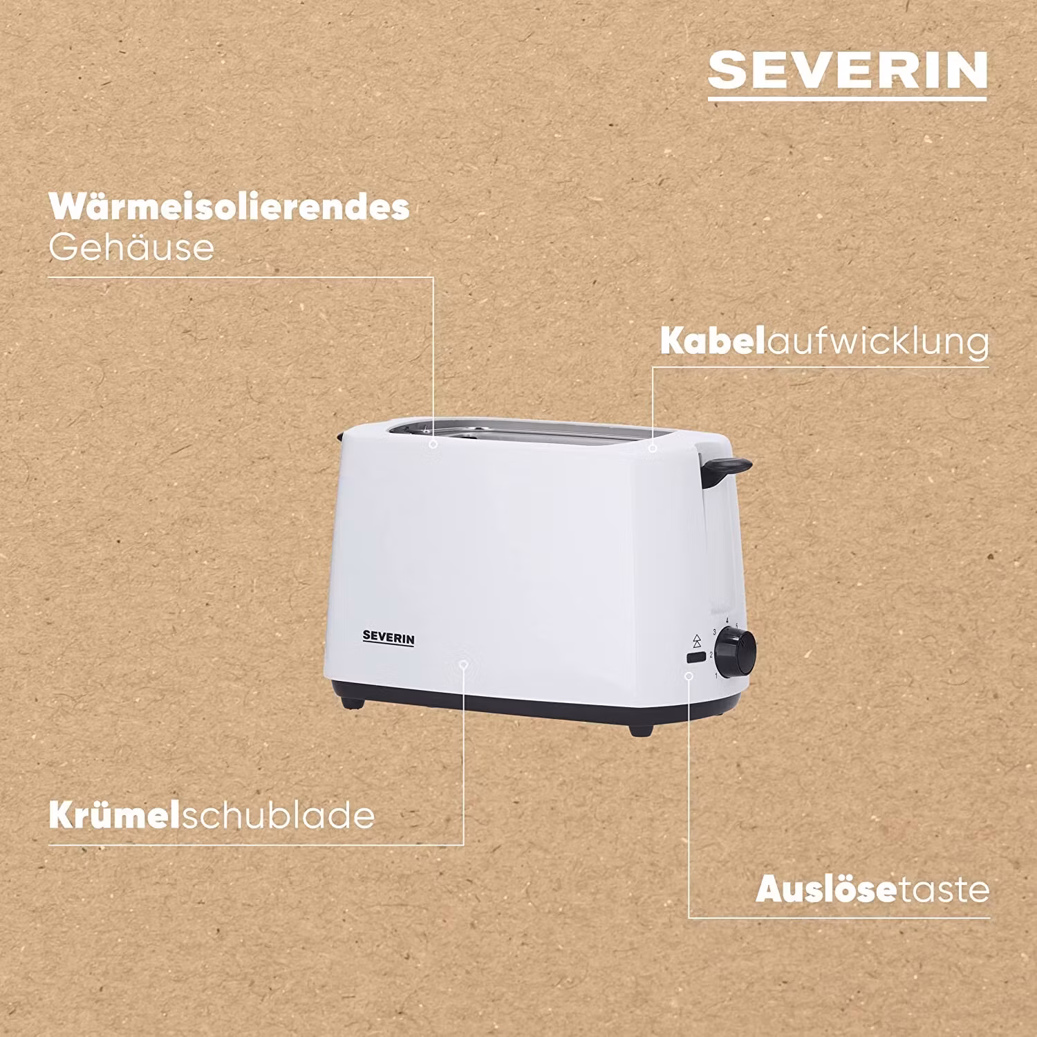 Severin automatisk brödrost AT 2286 (vit/svart, 700 watt)