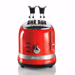 Ariete 149 Brödrost med tänger för 2 skivor bröd – Automatisk utmatning – Upptining – 6 rostningsnivåer – 800 Watt – Modern Line – Röd