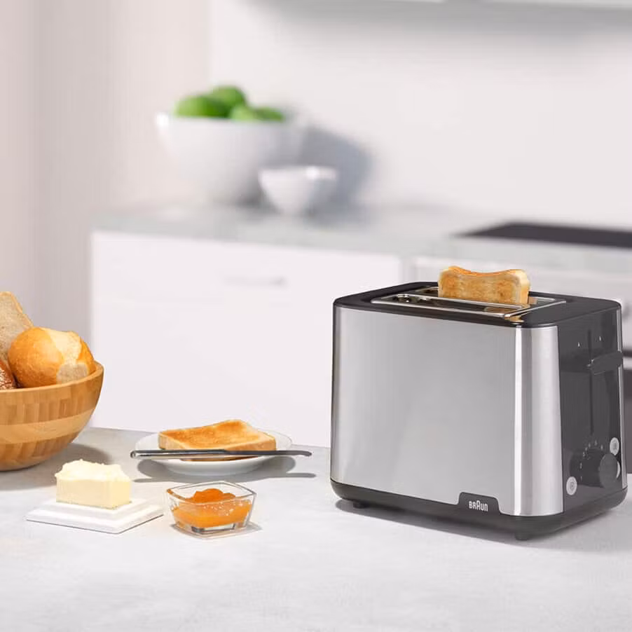 Braun HT101BI-HT1510BK brödrost 2 skivor 900 W svart, rostfritt stål