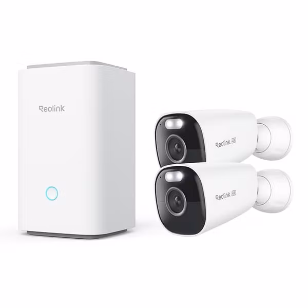 Reolink Home Hub med 2x Argus Eco Ultra-batterikamera för utomhus/inomhusbruk Vit