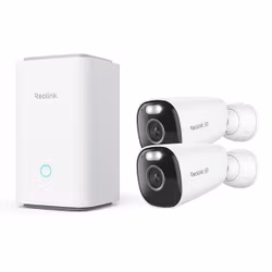 Reolink Home Hub med 2x Argus Eco Ultra-batterikamera för utomhus/inomhusbruk Vit