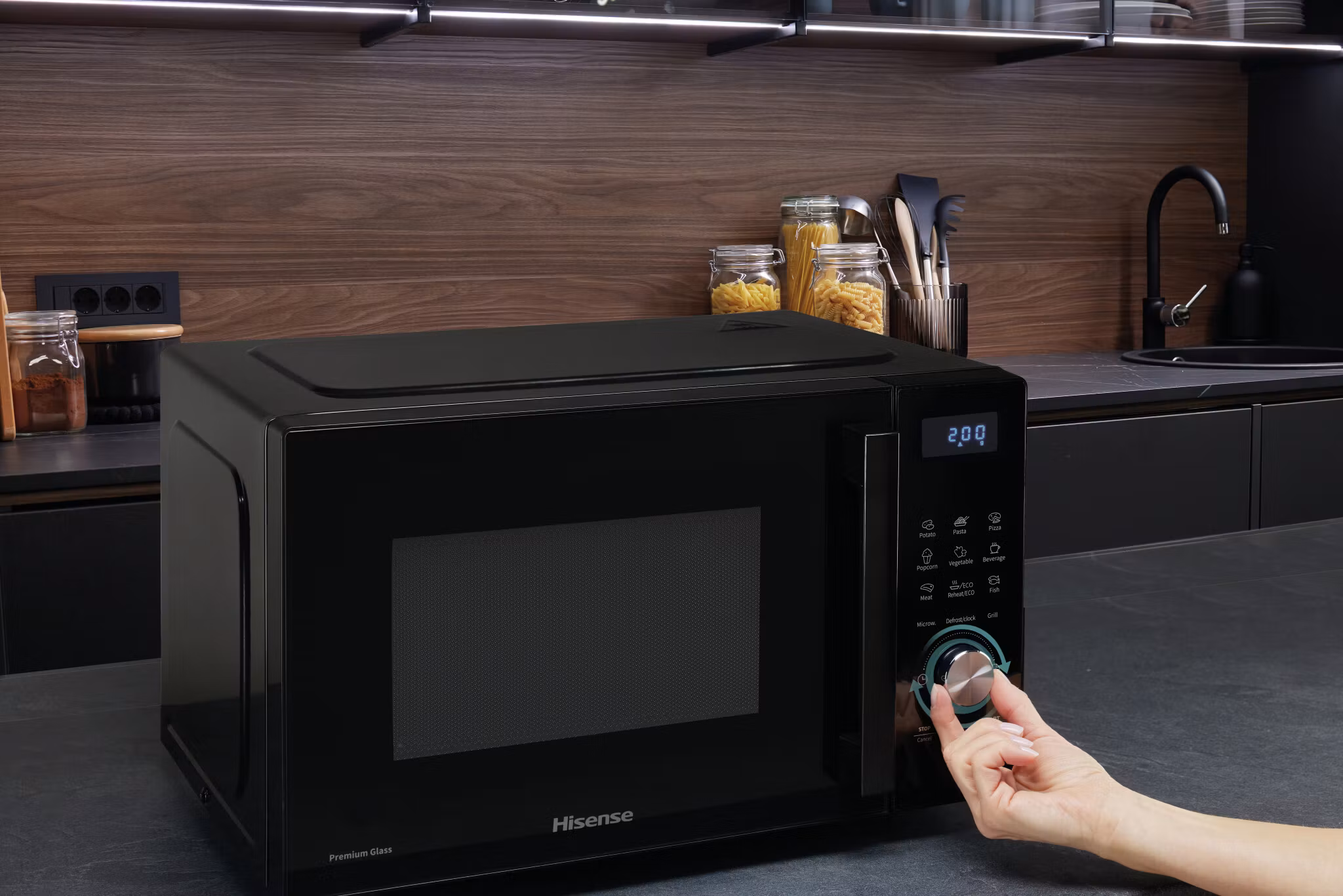 Hisense H23MOBSD1HG svart grillmikrovågsugn för bänk, 23 L, 800 W