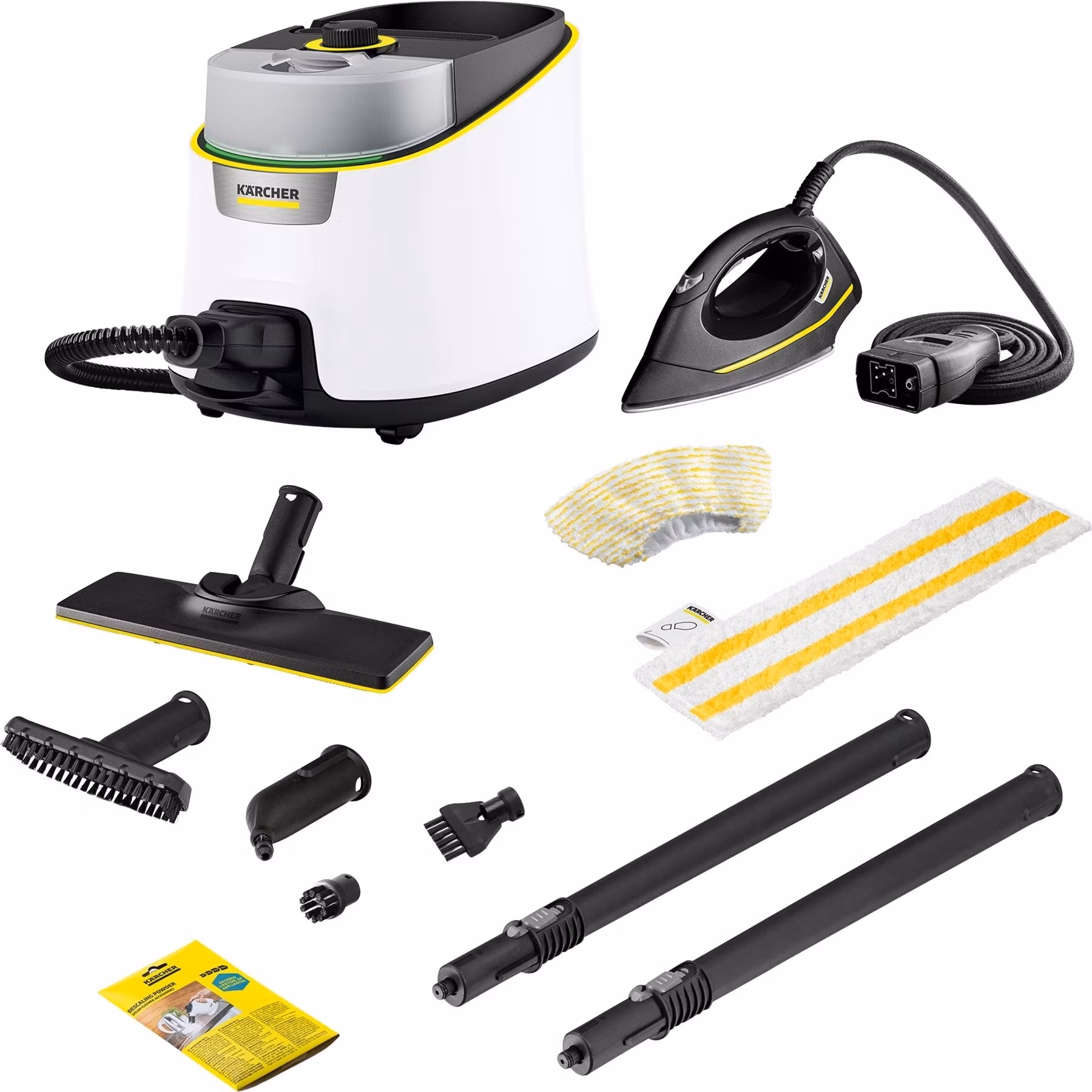 Kärcher SC 4 Deluxe Iron ångtvätt (vit/svart, 2 250 watt, med EasyFix golvrengöringsset och ångstrykjärn)