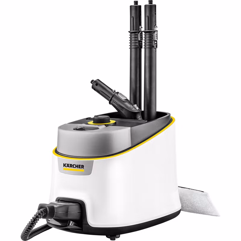 Kärcher SC 4 Deluxe Iron ångtvätt (vit/svart, 2 250 watt, med EasyFix golvrengöringsset och ångstrykejärn)