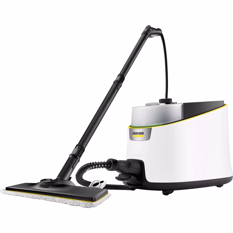 Kärcher SC 4 Deluxe Iron ångtvätt (vit/svart, 2 250 watt, med EasyFix golvrengöringsset och ångstrykejärn)