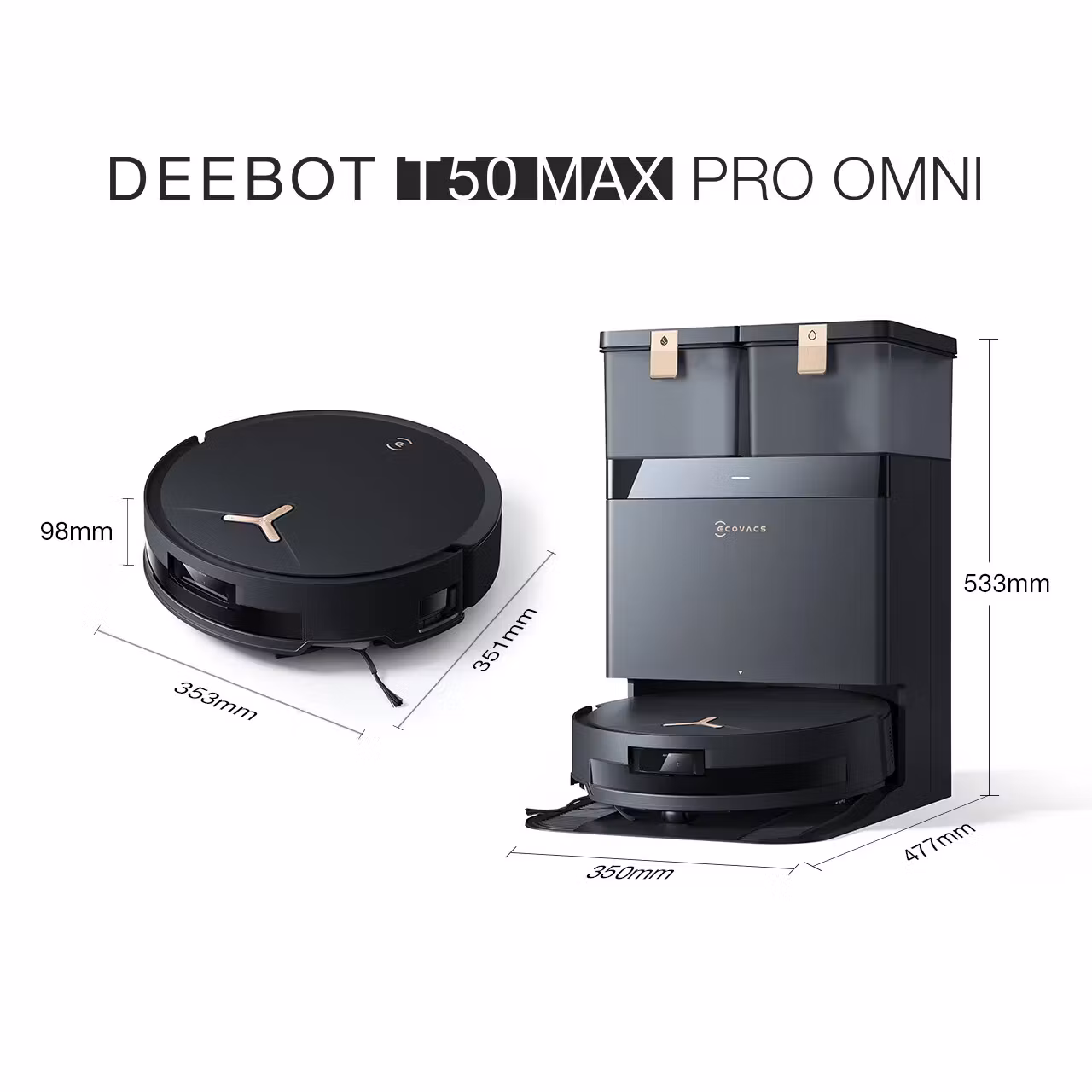 Ecovacs Deebot T50 Max Pro 0,3 L Black