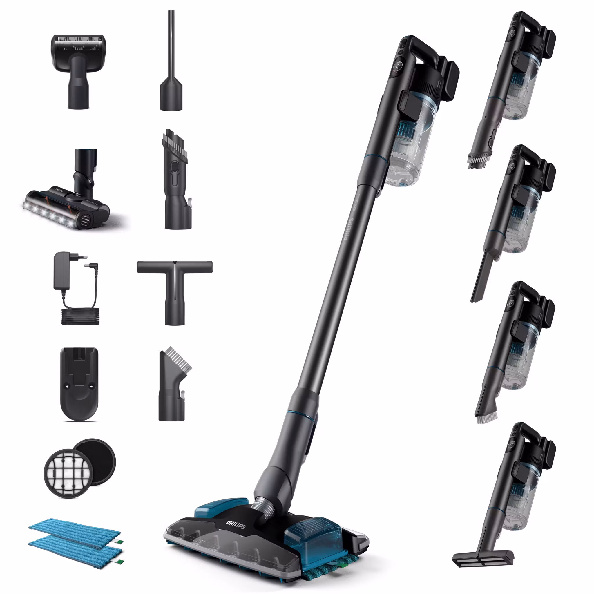 Philips 8000 series XC8057/01 skaftdammsugare/städborste Batteri Torr/våt Cyklon Sladdlös 0,6 L Blå