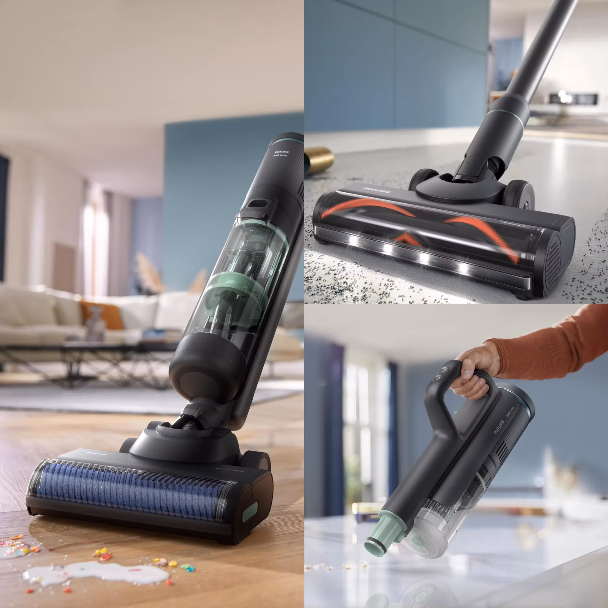 Philips 7000 series XW7263/11 skaftdammsugare/elektrisk sopborste 2-i-1 skaftdammsugare batteri torr&våt påslös 0,45 L 160 W svart