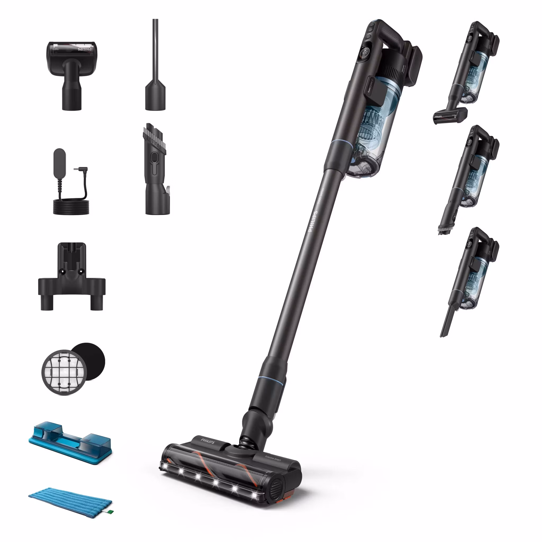 Philips XC7163/01 skaftdammsugare/elborste 2-i-1 skaftdammsugare batteri torr&våt påslös 0,6 L blå
