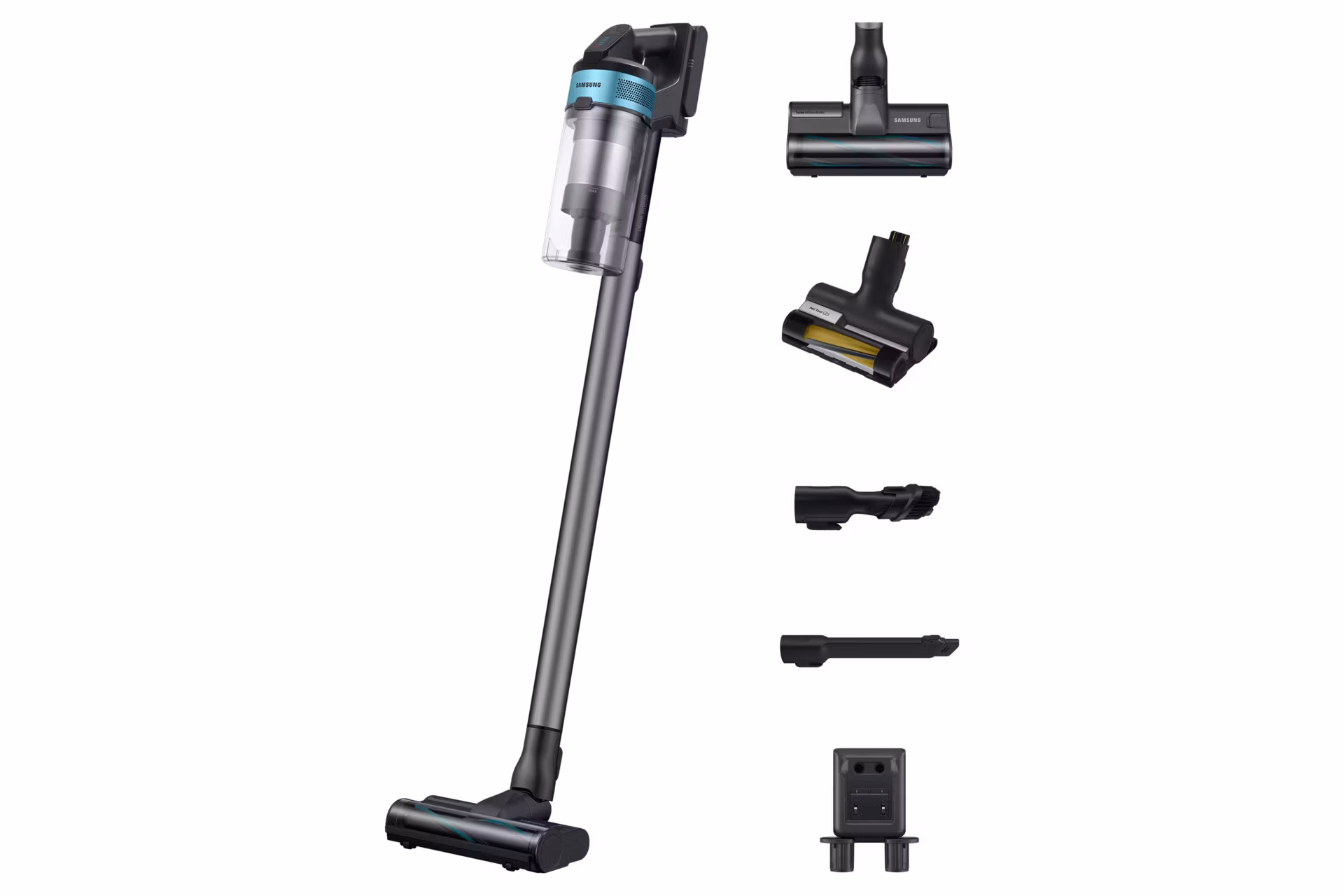 Samsung VS20B75AGR1/GE skaftdammsugare 2‑i‑1 Batteri Torr Påslös 0,8 L 550 W Svart, Krom, Mintgrön, Teal