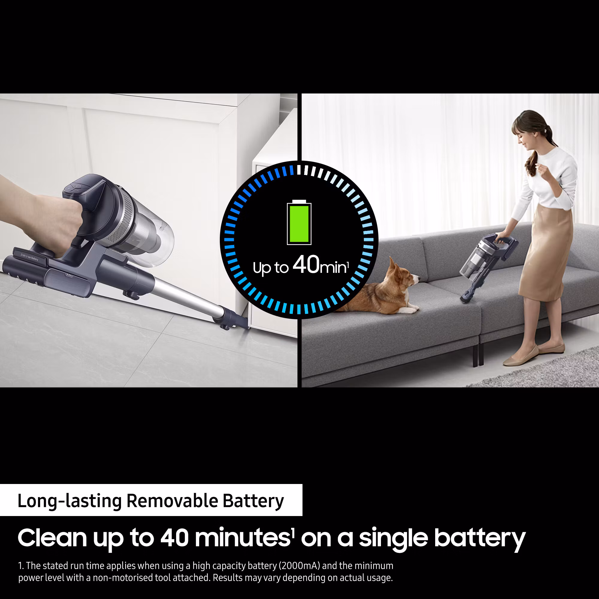 Samsung VS15A60AGR5 skaftdammsugare/elborste 2‑i‑1 Batteri Torr HEPA Påslös 150 W Silver